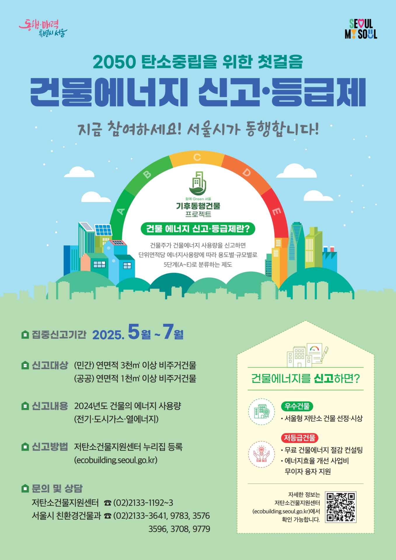 서울시, 건물 에너지 관리 강화 위한 '건물에너지 신고·등급제' 집중 운영