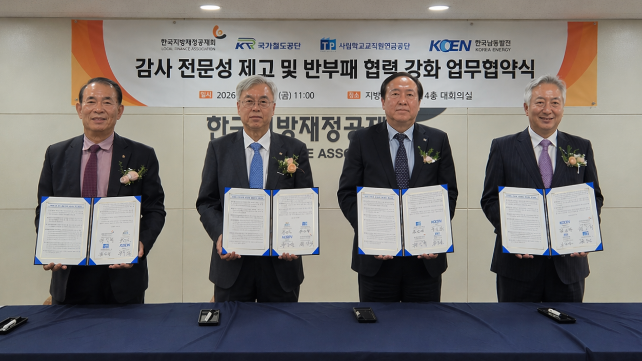 한국지방재정공제회, 감사 전문성 제고·반부패 협력 위한 4자 업무협약 체결