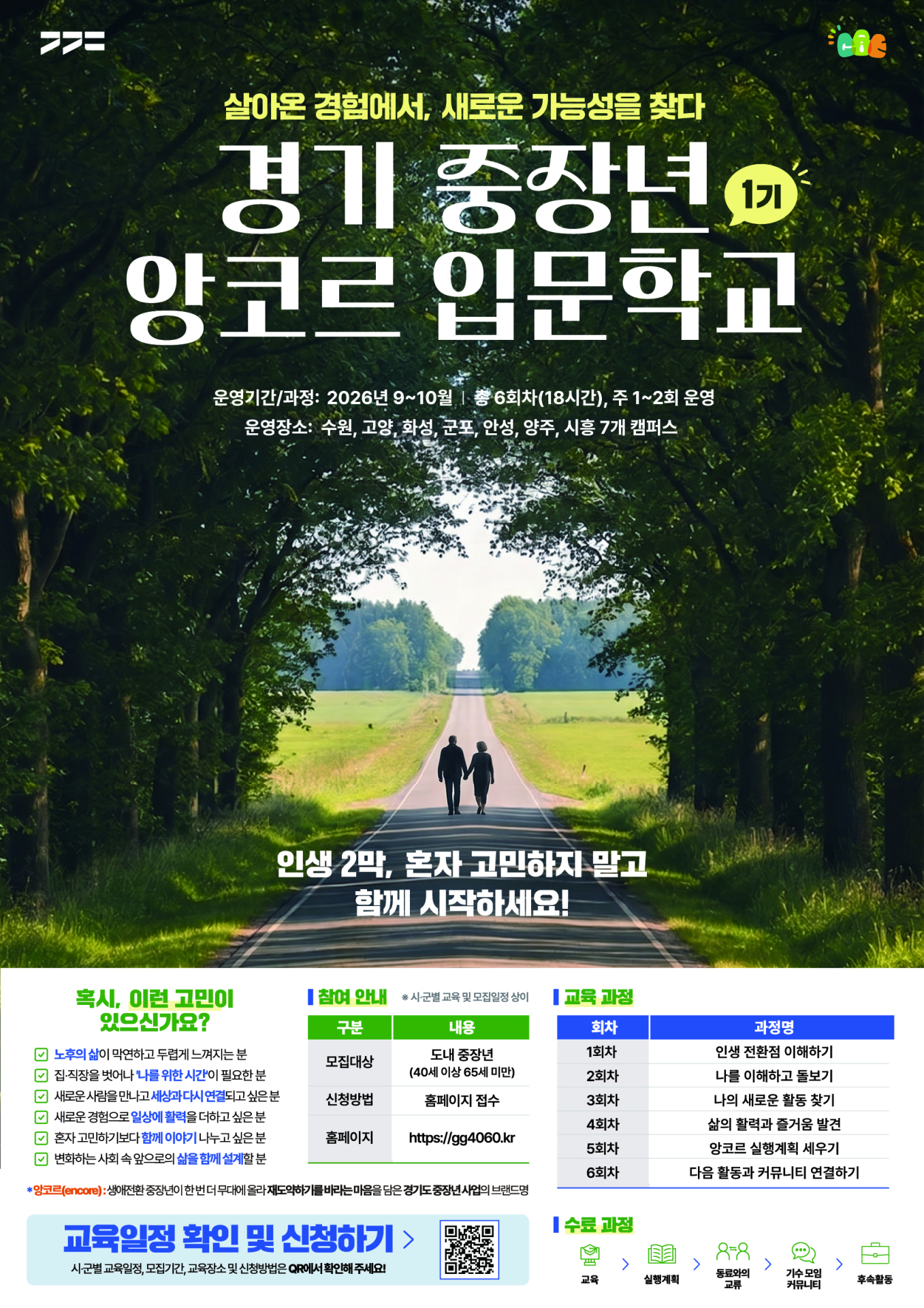 경기도, ‘중장년 앙코르 입문학교’ 1기 참여자 200명 모집