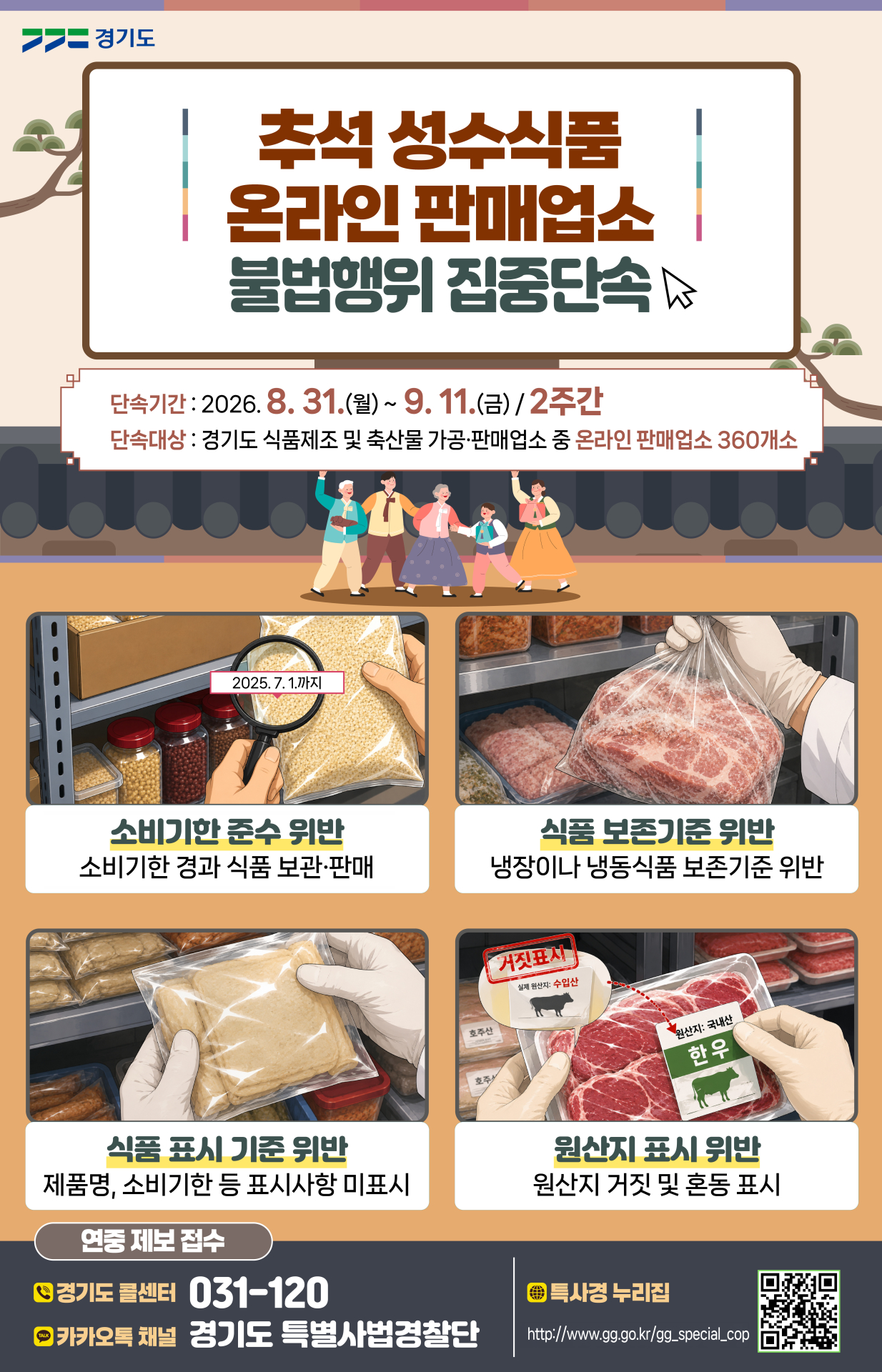 경기도 특사경, 추석 성수식품 온라인 판매업소 불법행위 집중 단속